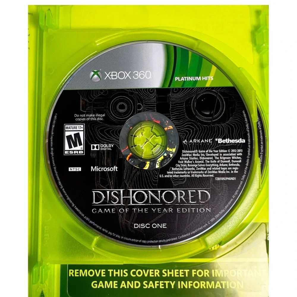 Dishonored Game of the Year Edition Xbox 360 Platinum Hits  CIB  2-Disc Set